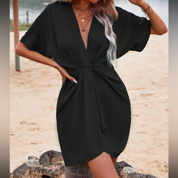 TWIST FRONT BATWING DRESS BANSHEE BECKONS main image 1
